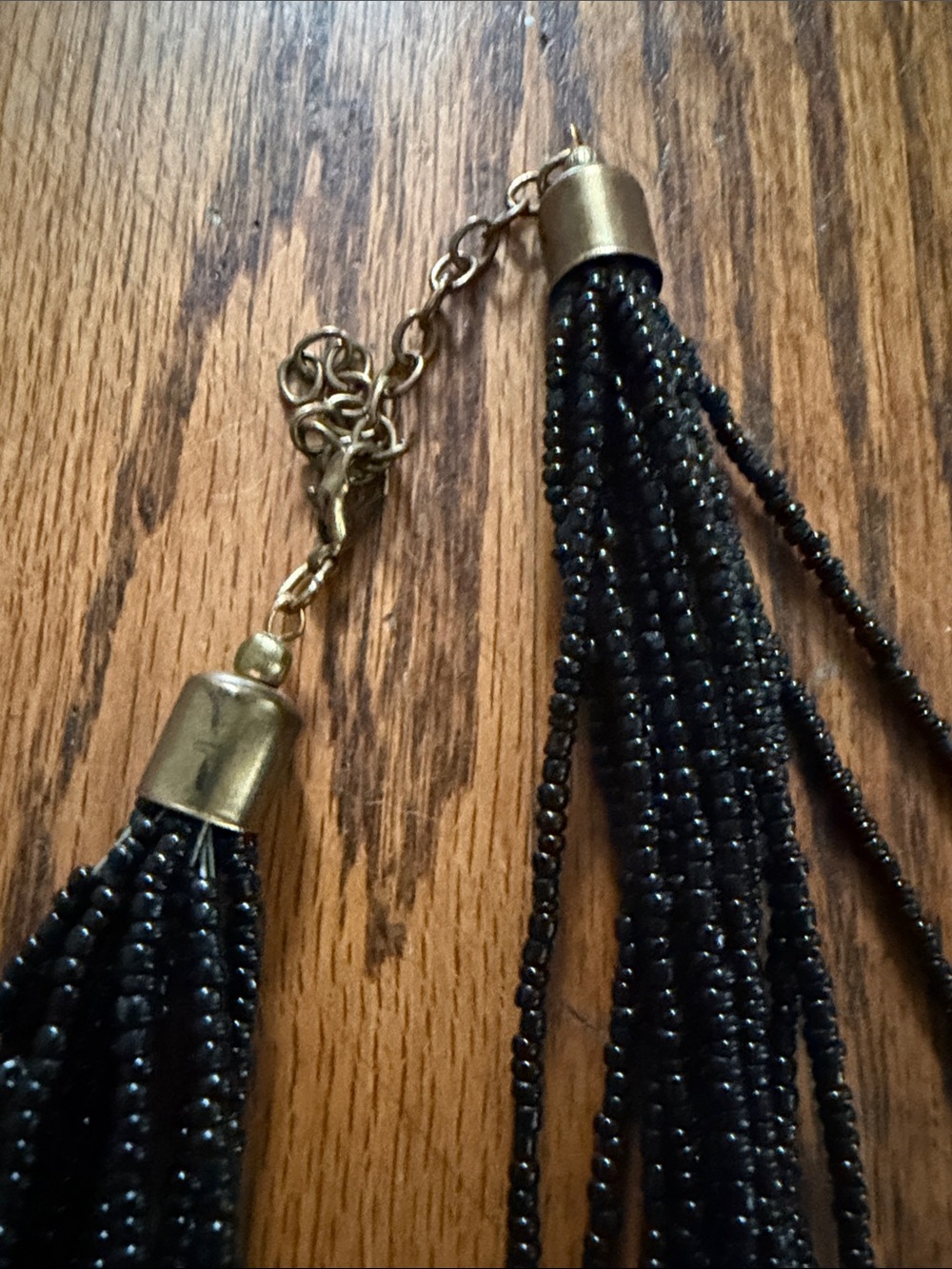 Multi-Strand Black and Gold Beaded Necklace - Women's Jewelry - Picture 3 of 3